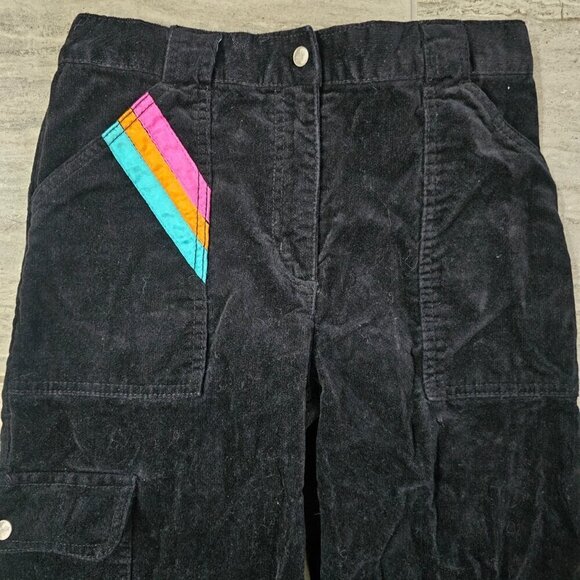 Girls Barbie Black Corduroy Cargo Wide Legged Jeans, Junior 160 - Picture 3 of 16